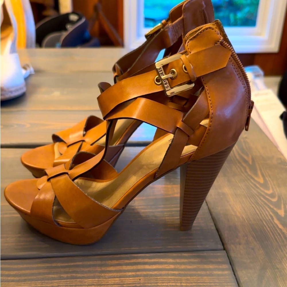 Size 9, Tan , Guess high heels!